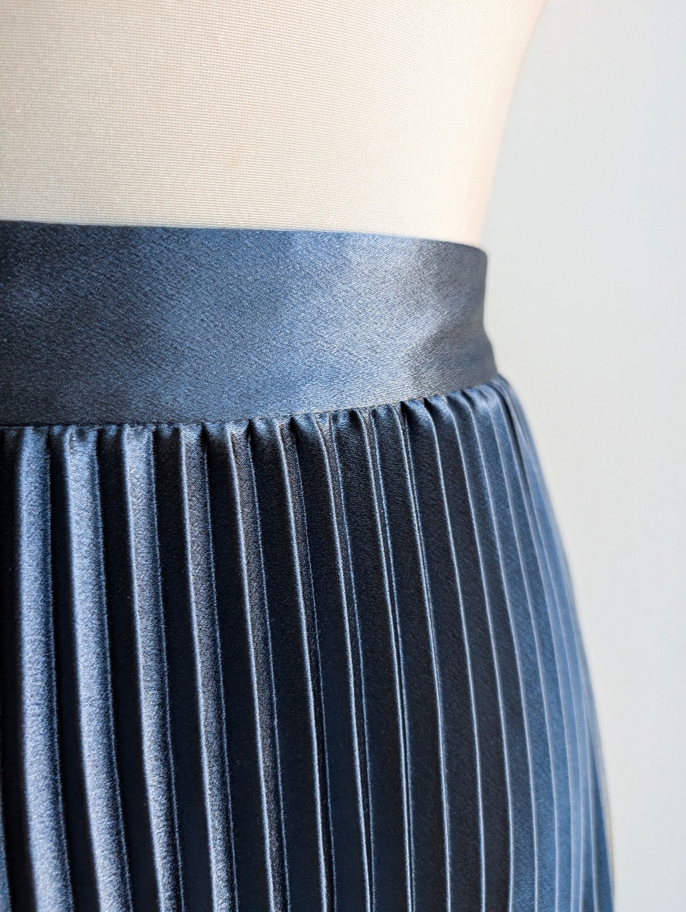 Ted Baker Satin Pleated Two-Tone Midi Skirt - Blue and Silver - Picture 5 of 10